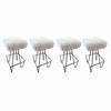 SET of 4 Frederick Weinberg 1950s Iron Bar Stools w/ Custom Shearling Seats