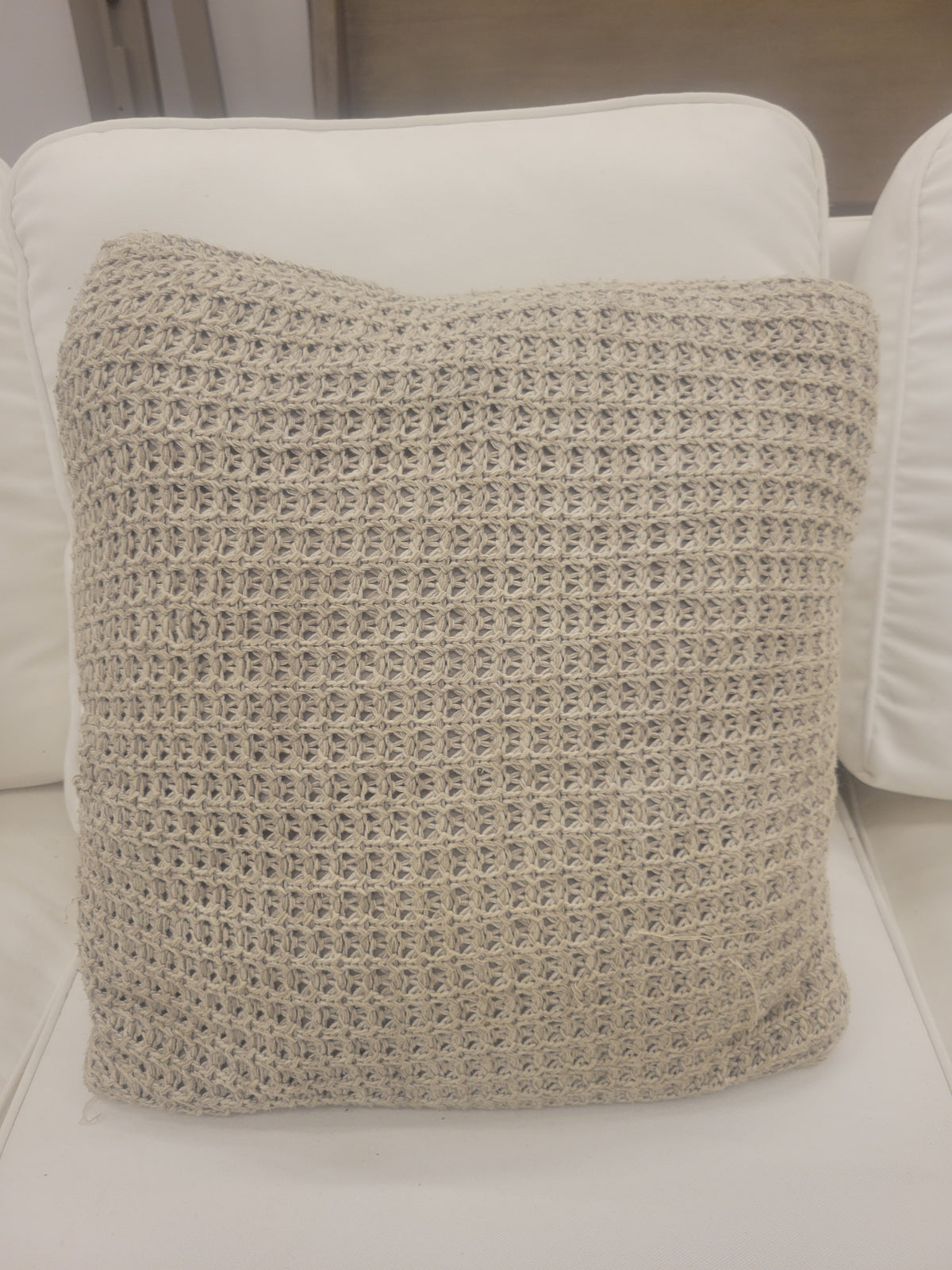 Haven Gray Cotton Waffle Knit Square Pillow by Safavieh