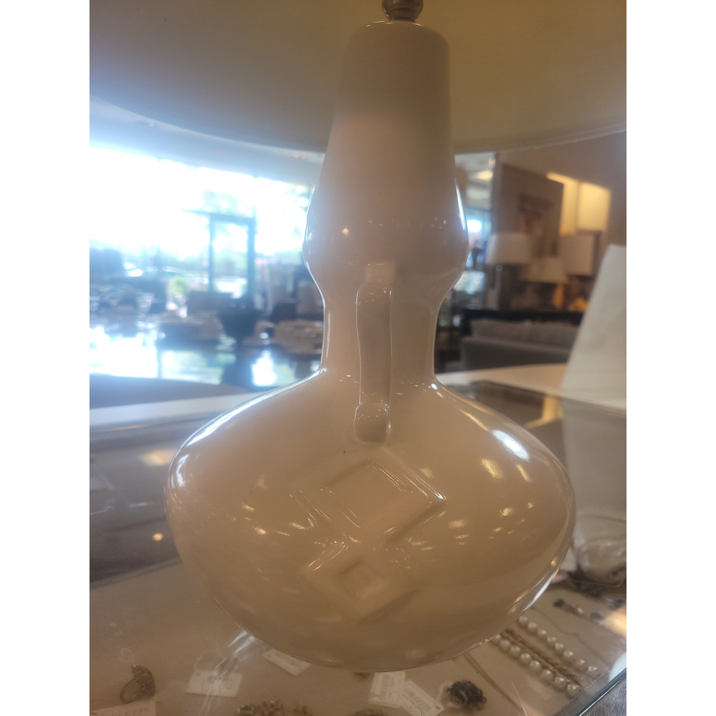 White Ceramic Table Lamp w/ Handles & Shade
