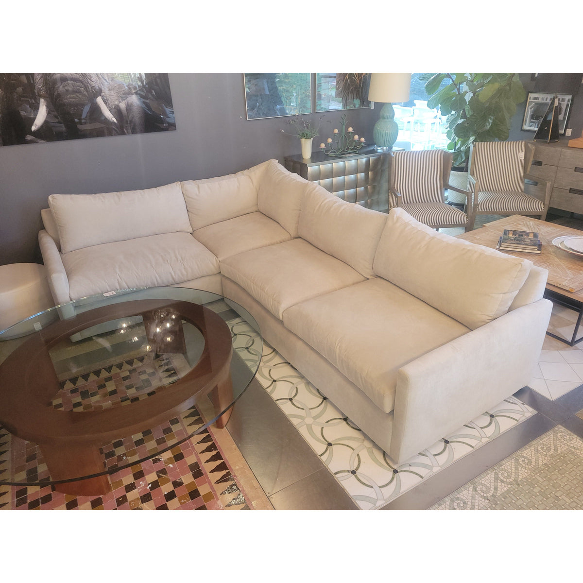 'Kipton' 2-Piece Beige Chenille L Sectional by Arhaus - colletteconsignment.com