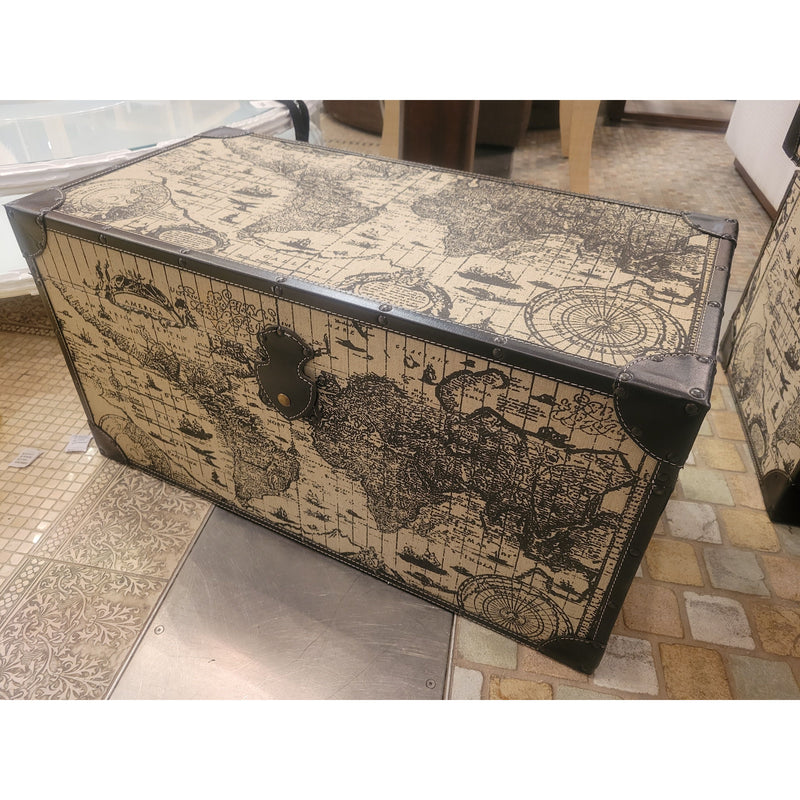 SET of 3 Decorative World Map Themed Nesting Storage Trunks