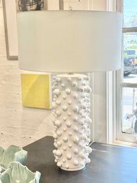 Pair of B.D. Jeffries "Molecule" Table Lamps in White 20"Diam X 32.5"H