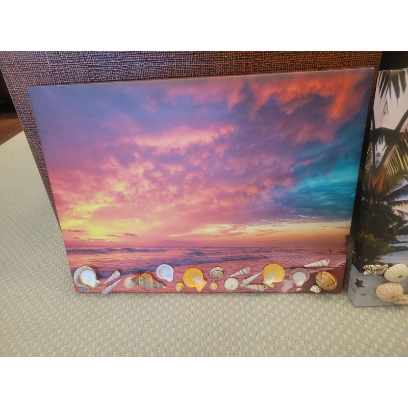 Caribbean Shells on Cloudy Sunset Beach Canvas