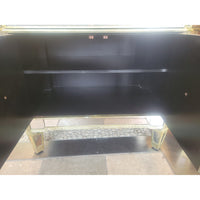 PAIR of Mirrored Glass Nightstands w/ Black Stone Tops (AS IS)