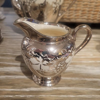 18-Pc Silver Luster & Porcelain Tea or Coffee Set w/ White Grape Design - AS IS