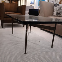 Glass Top Cocktail Table w/ Metal Base, 48"Lx27"DX17"H