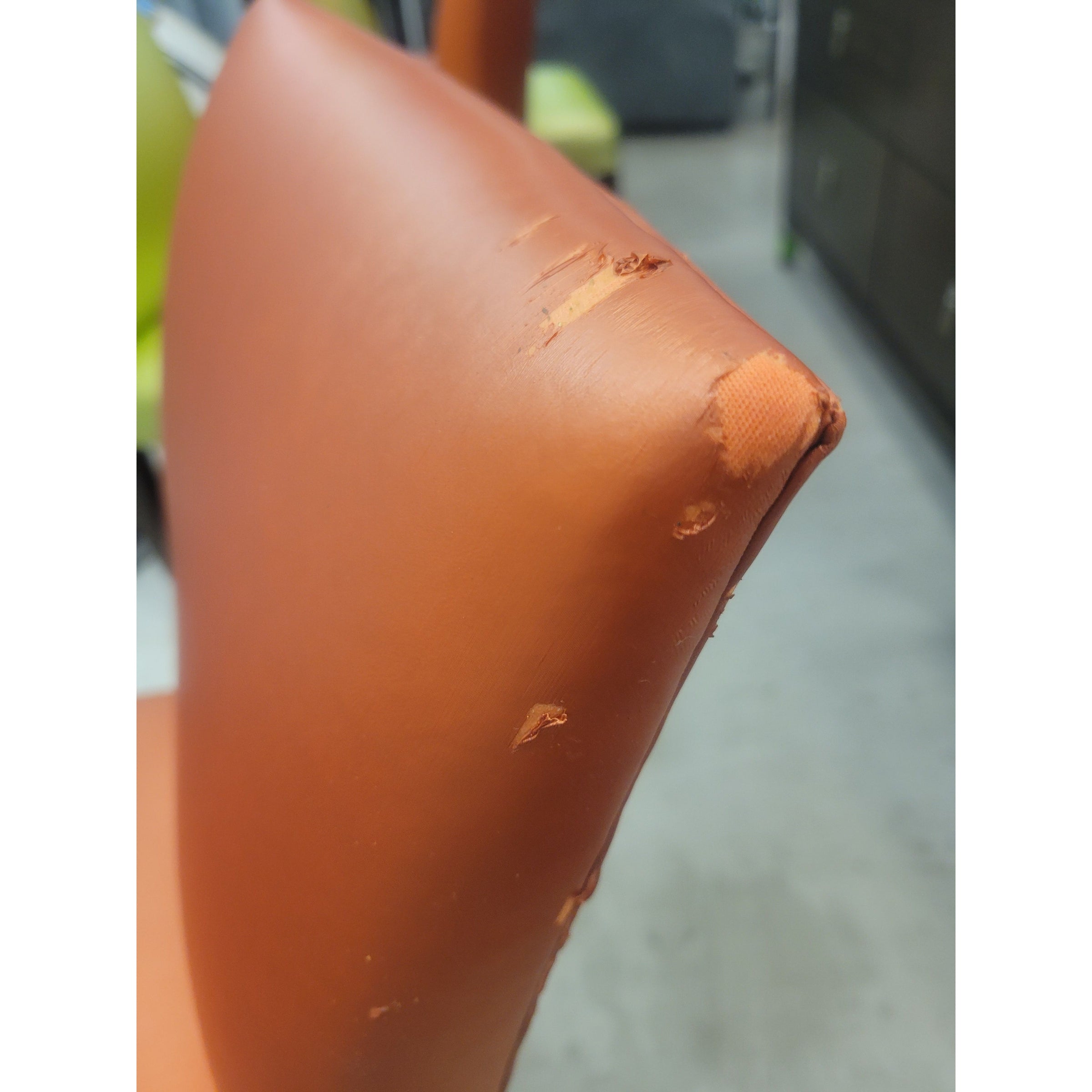 SET of 3 Orange Vinyl Side Chairs - AS IS - colletteconsignment.com