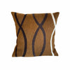 Brown Linen Embroidered Square Pillow by Judy Ross Textiles