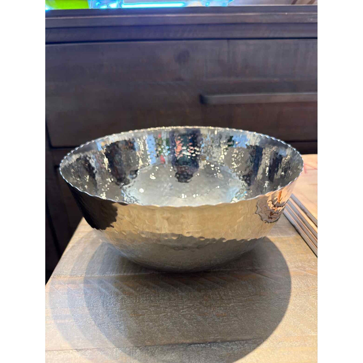Small Round Hammered Bowl, 8"Dx4"H