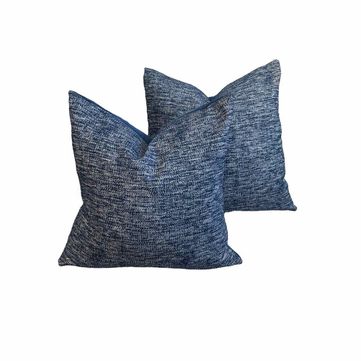 Pair of Blue Double-Face Square Pillows