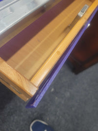Violet Poly & Chrome 2-Drawer Desk w/o Keys (AS IS)