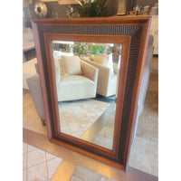 Fluted Wood Wall Mirror w/ Beveled Glass