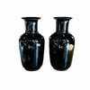 Pair of Tall Black Ceramic Vases