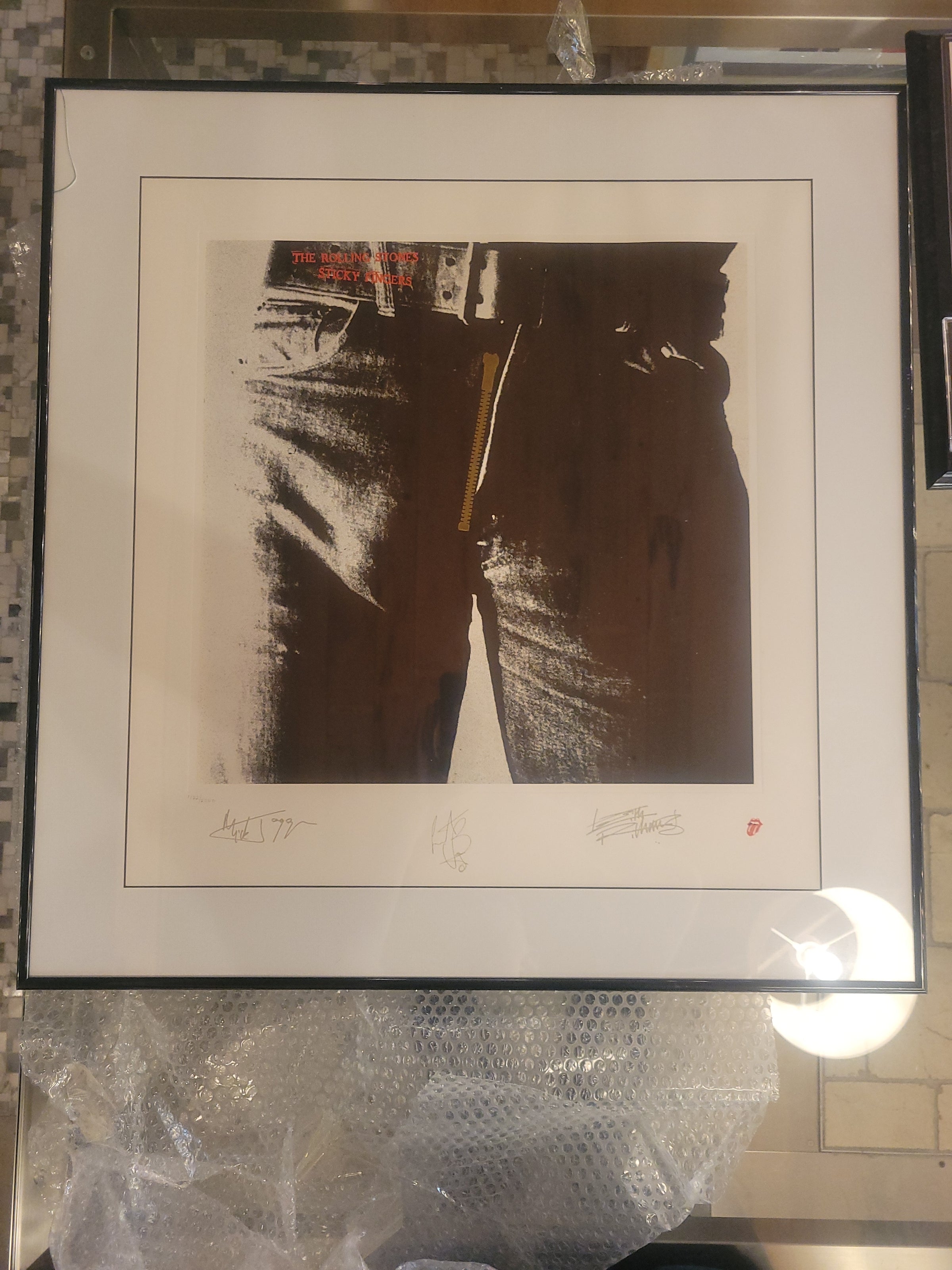Signed L.E. Lithograph of The Rolling Stones 1994 Album 'Sticky Fingers' (AS IS)