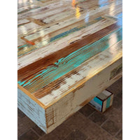 Custom Multicolor Reclaimed Wood with/ Epoxy Gloss Finish Dining Table