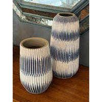 Pair of Crate & Barrel Blue Ceramic Vases