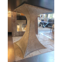 Round Black Shagreen Noor Dining Table on Silver Iron Base by Made Goods
