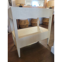 'Conrad' Beige Raffia Double Nightstand Attrib. to Made Goods - AS IS