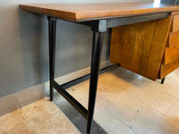 Mid-Century Style Chestnut Wood & Metal 3-Drawer Desk