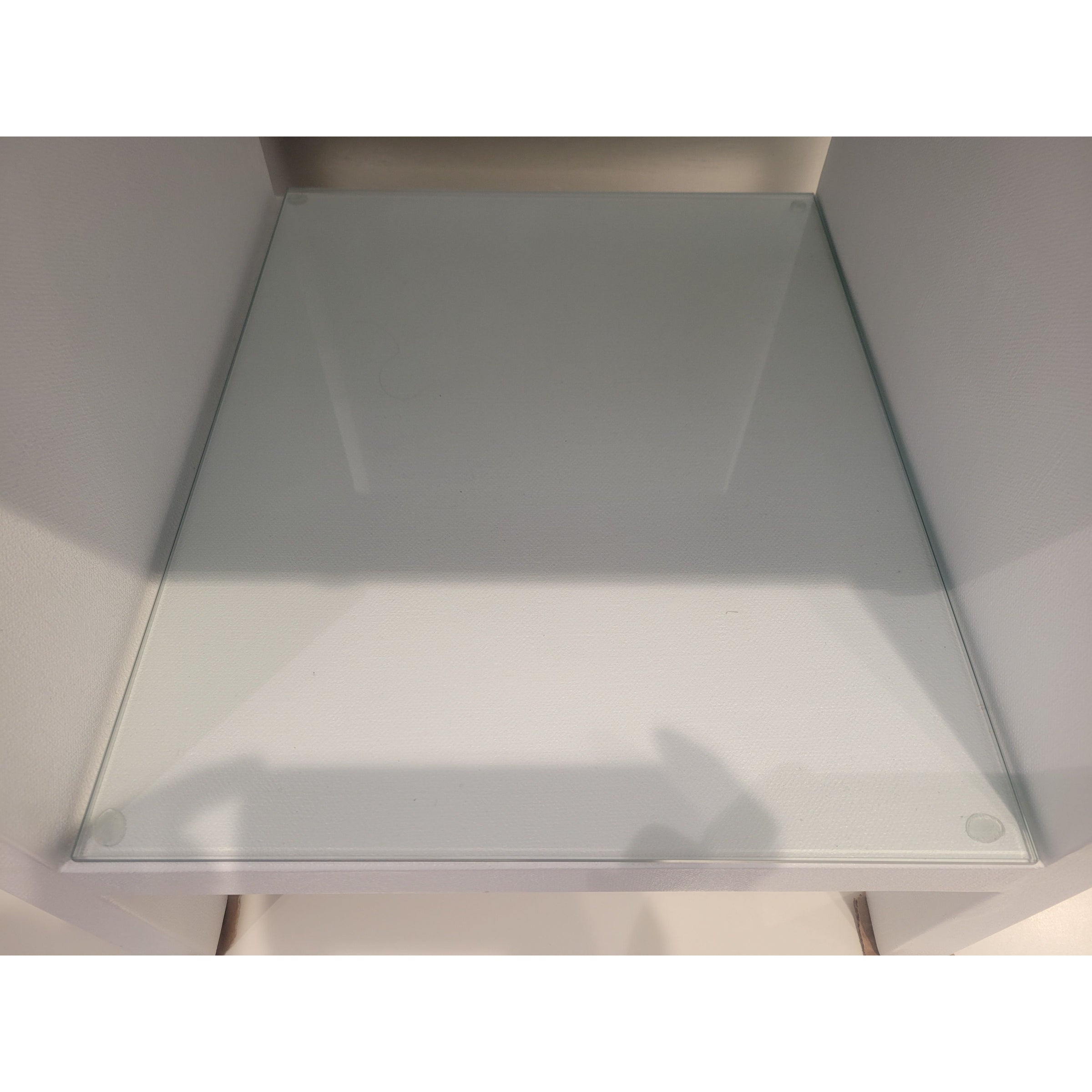 White Linen Maris Nightstand w/ Glass Top & Shelf by Made Goods
