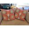 PAIR of Custom Retro Orange Circles Square Pillows