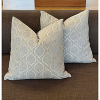 PAIR of Square Gray Embroidered Pattern Pillows
