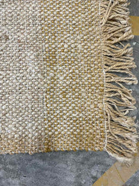 5.3' x 8.9' Beige & Yellow Wool Weave Rug w/ Fringe #46