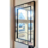 Dark Wood Wall Mirror w/ Glass Panel Border