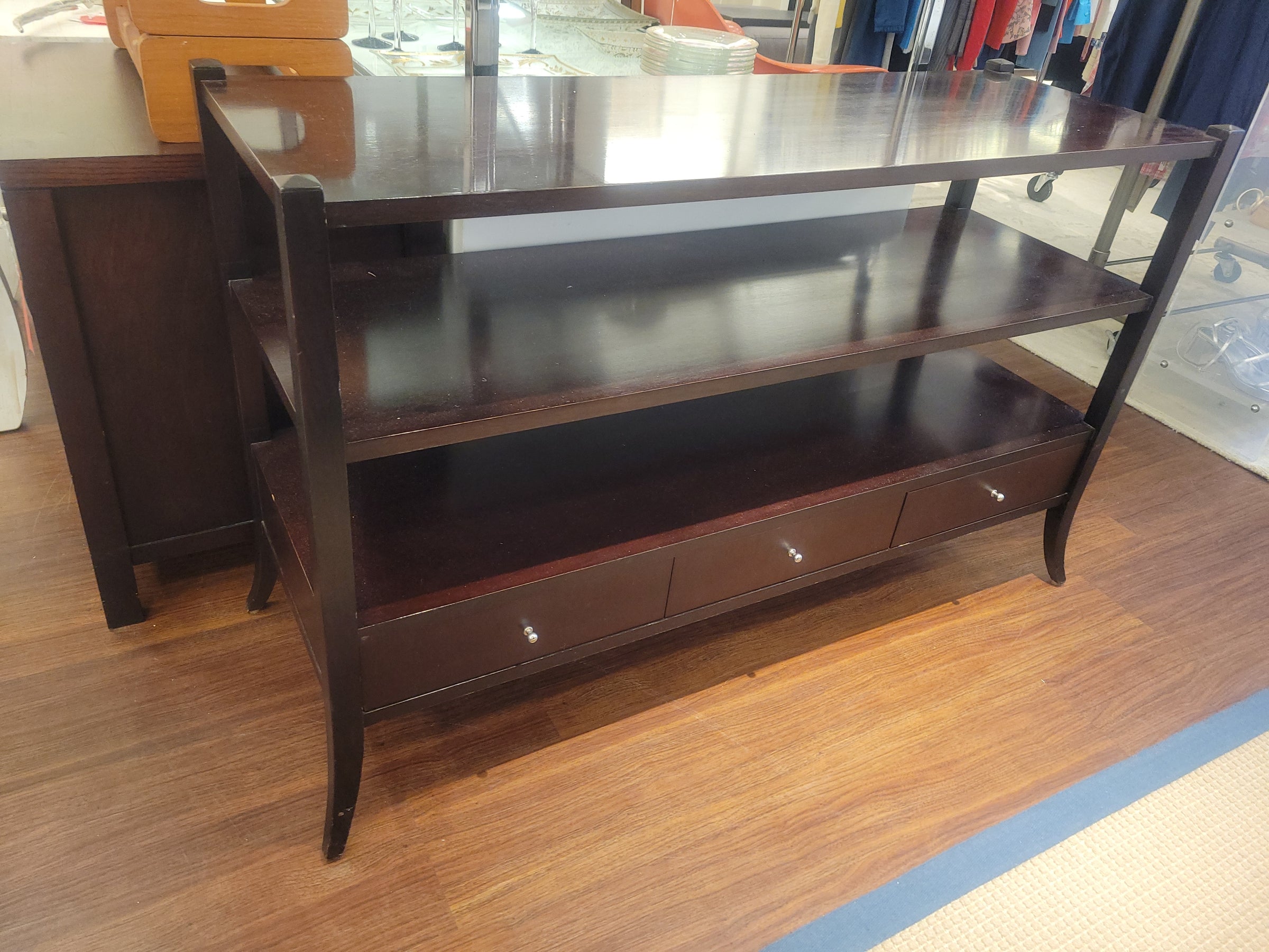 Vintage Mahogany Console w/ Shelf & 3 Drawers by Barbara Berry for Baker (AS IS)