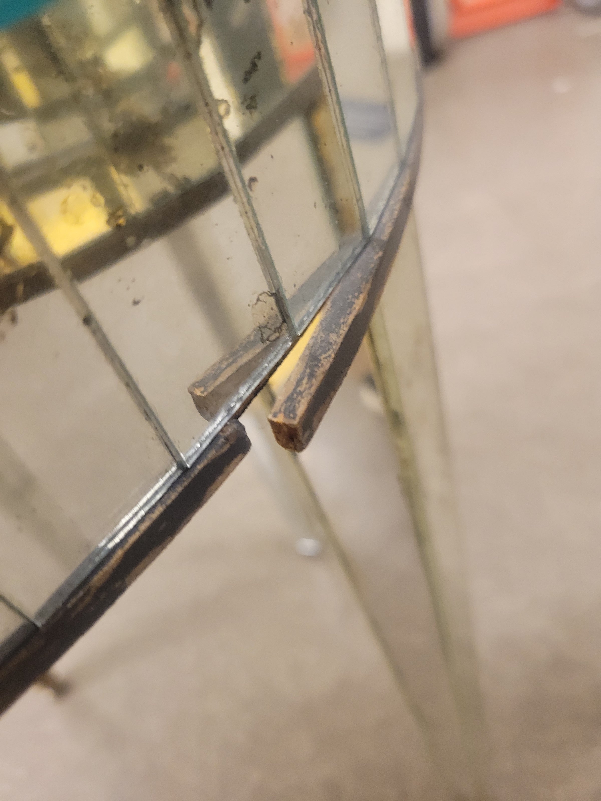 PAIR of Vintage Mirrored Glass Side Tables (AS IS)