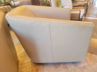 PAIR of Tan Leather Swivel Lounge Chairs by MG&BW (AS IS)