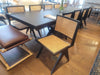 SET of 4 Rattan Cane & Black Wood Dining Chairs