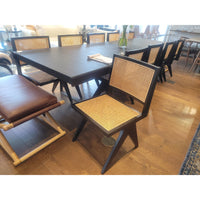 SET of 4 Rattan Cane & Black Wood Dining Chairs - colletteconsignment.com