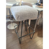 SET of 4 Frederick Weinberg 1950s Iron Bar Stools w/ Custom Shearling Seats