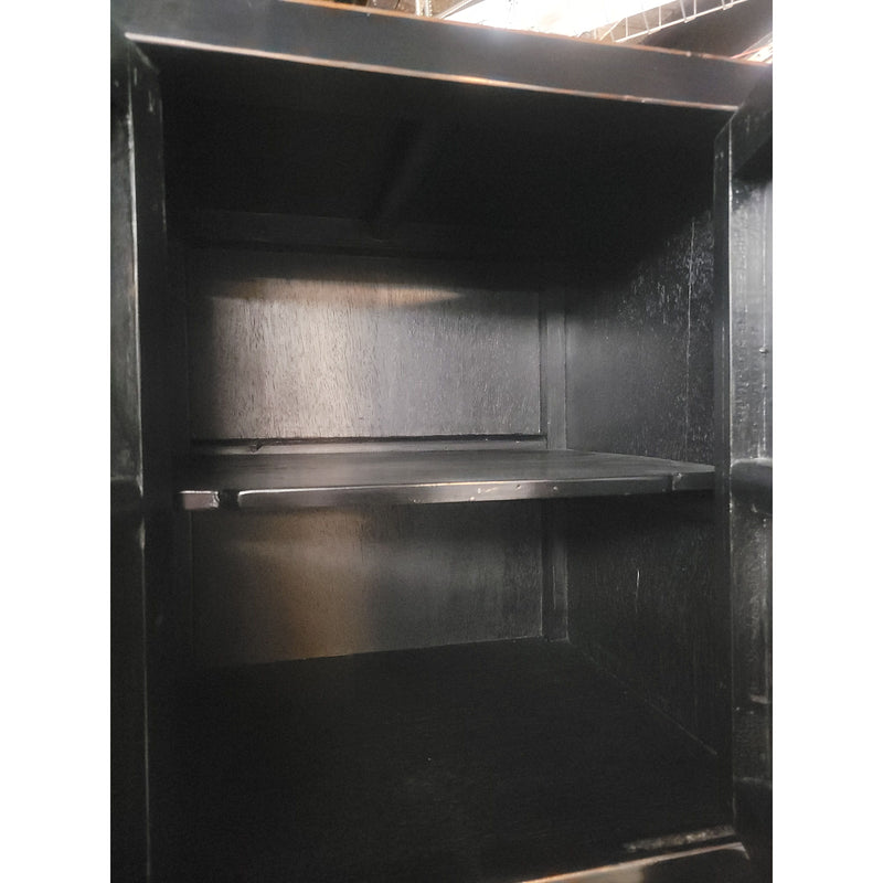 Vintage Asian Black Lacquer Cabinet w/ Brass Hardware