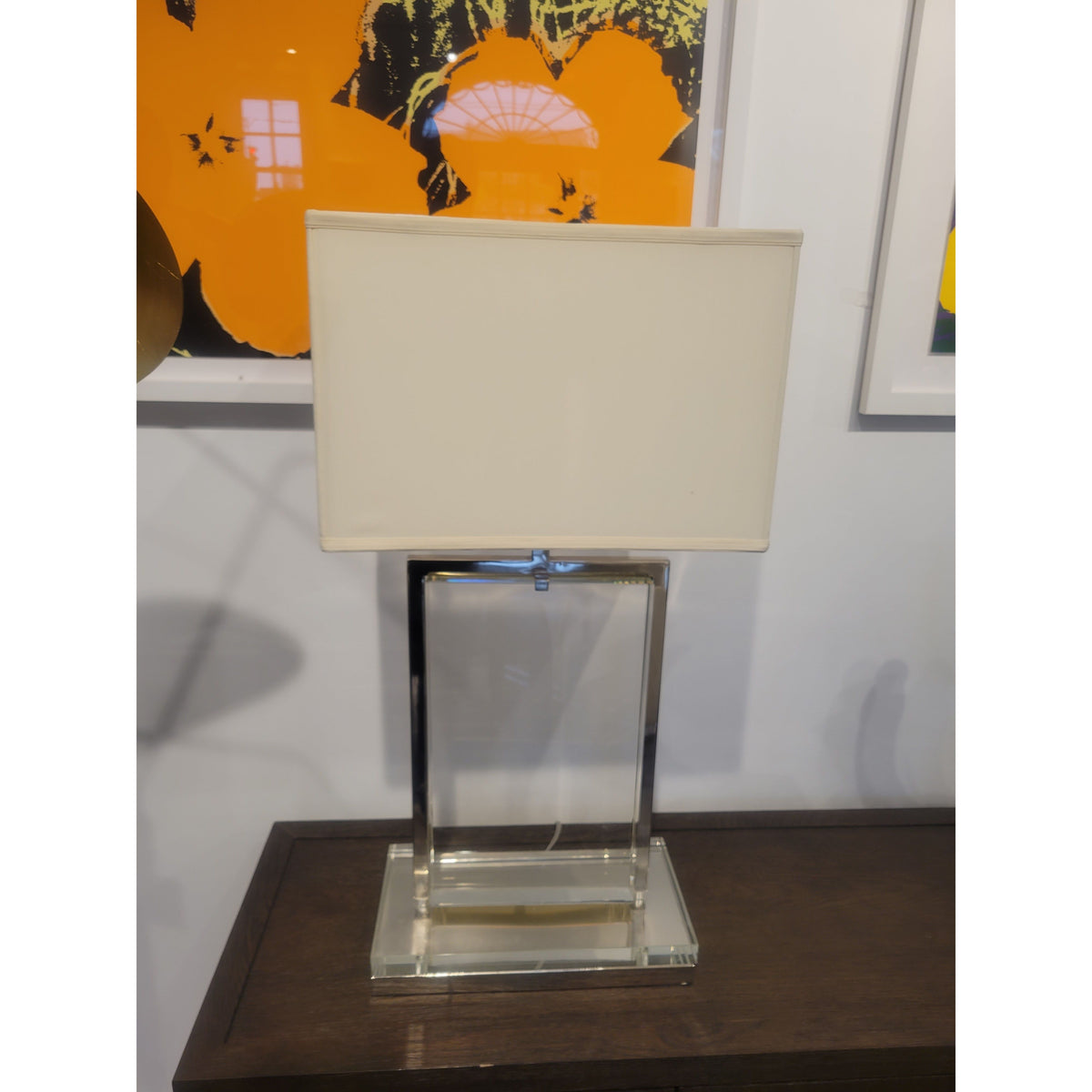 PAIR of 'Crystal Slab' Table Lamps w/ Off-White Shades by Global Views - AS IS
