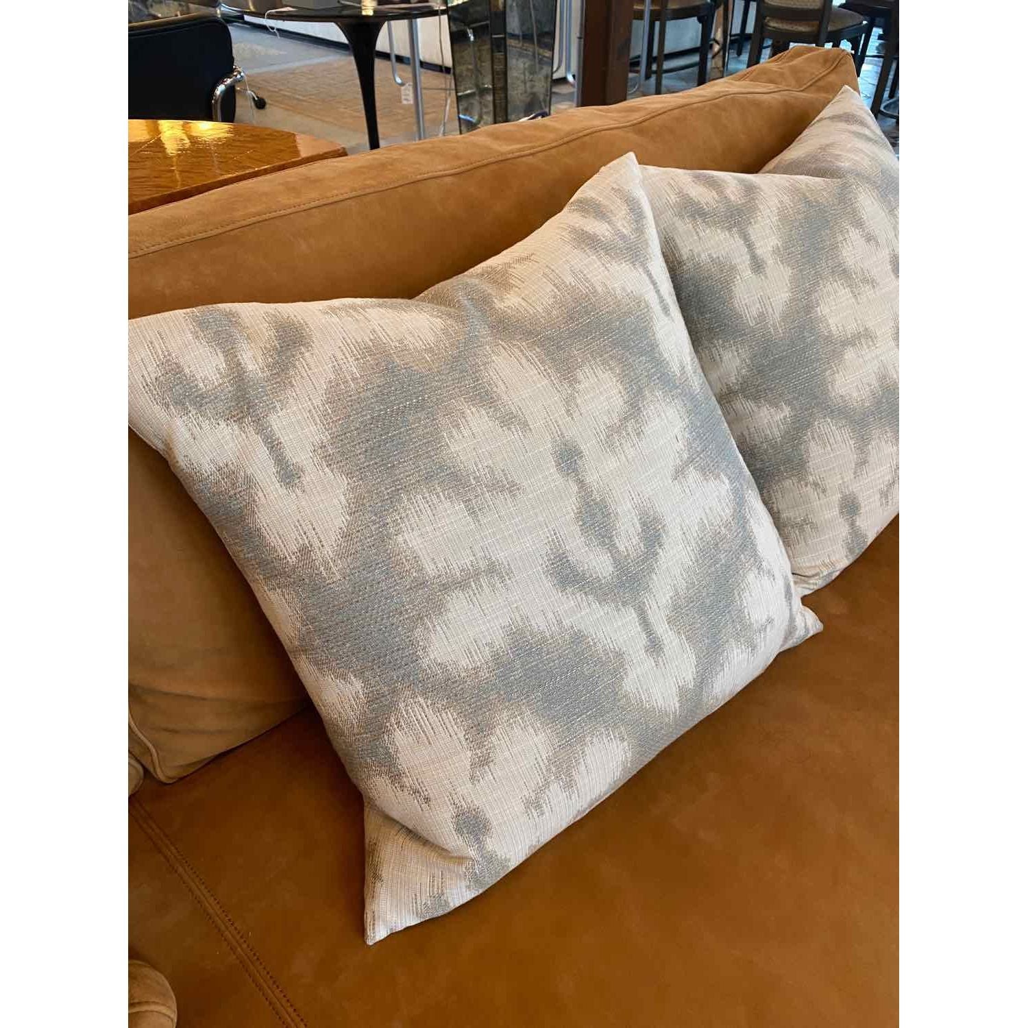 Pair of Custom Grey & White Ikat Pillows - colletteconsignment.com