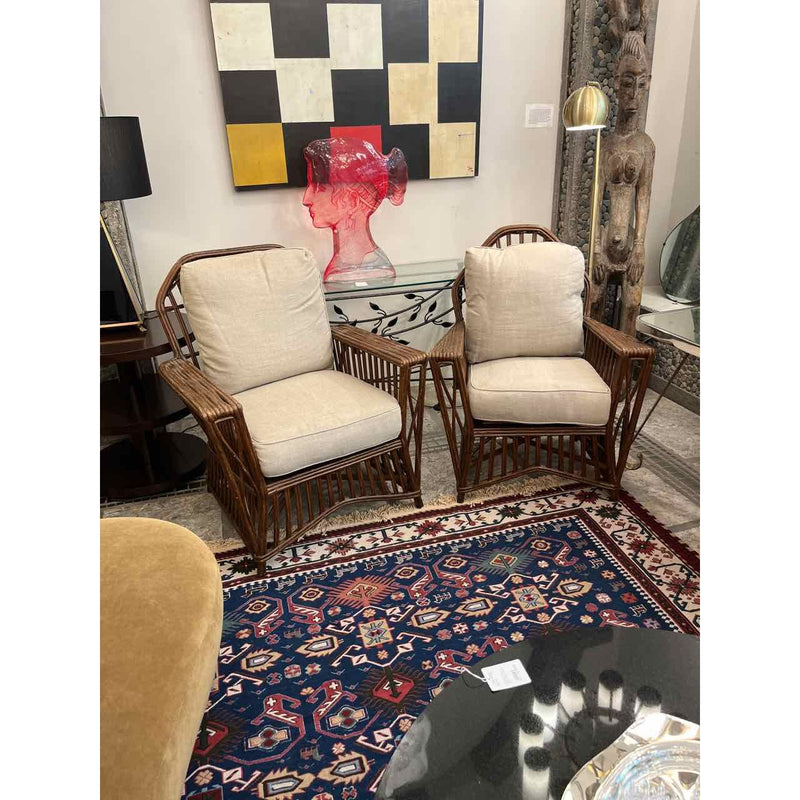 Pair of Vintage Stick Reed Lounge Chairs