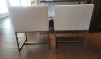 SET of 6 Emery Linen Track Arm Chairs on Brass Bases by RH (AS IS)