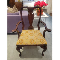 PAIR of Antique Mahogany Queen Anne Chairs w/ Upholstered Seats