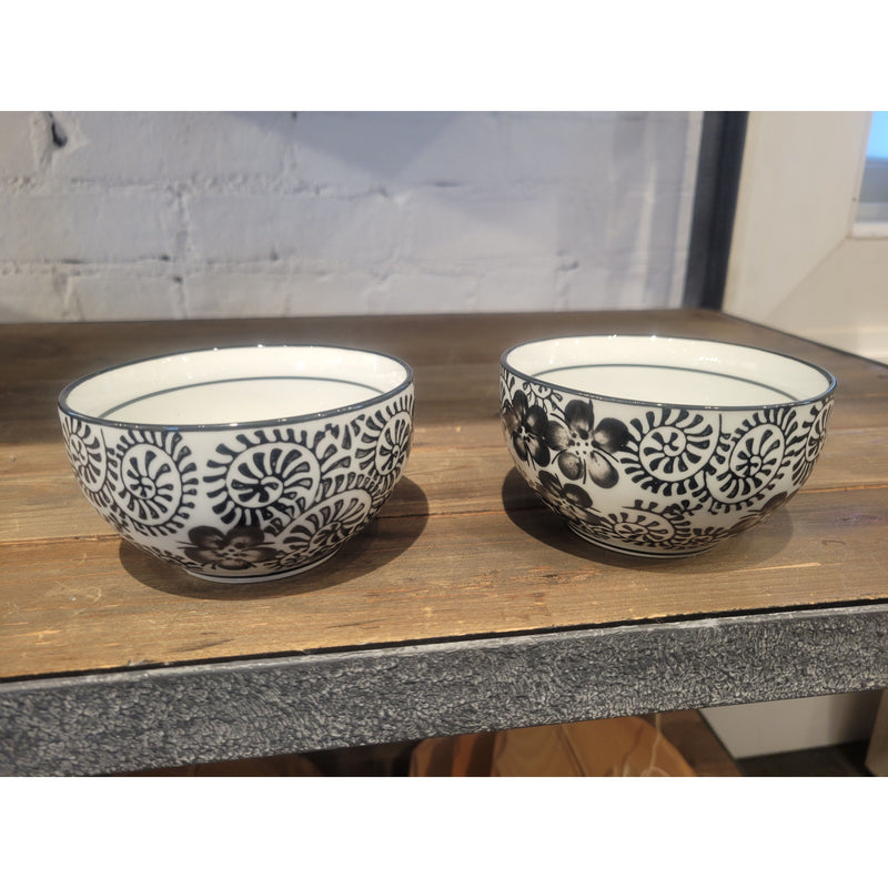 12-Pc Black & White Porcelain Tea Set