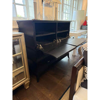 Custom Chocolate Stained Quartered Oak Standing Dresser w/ Fluted Sides - colletteconsignment.com