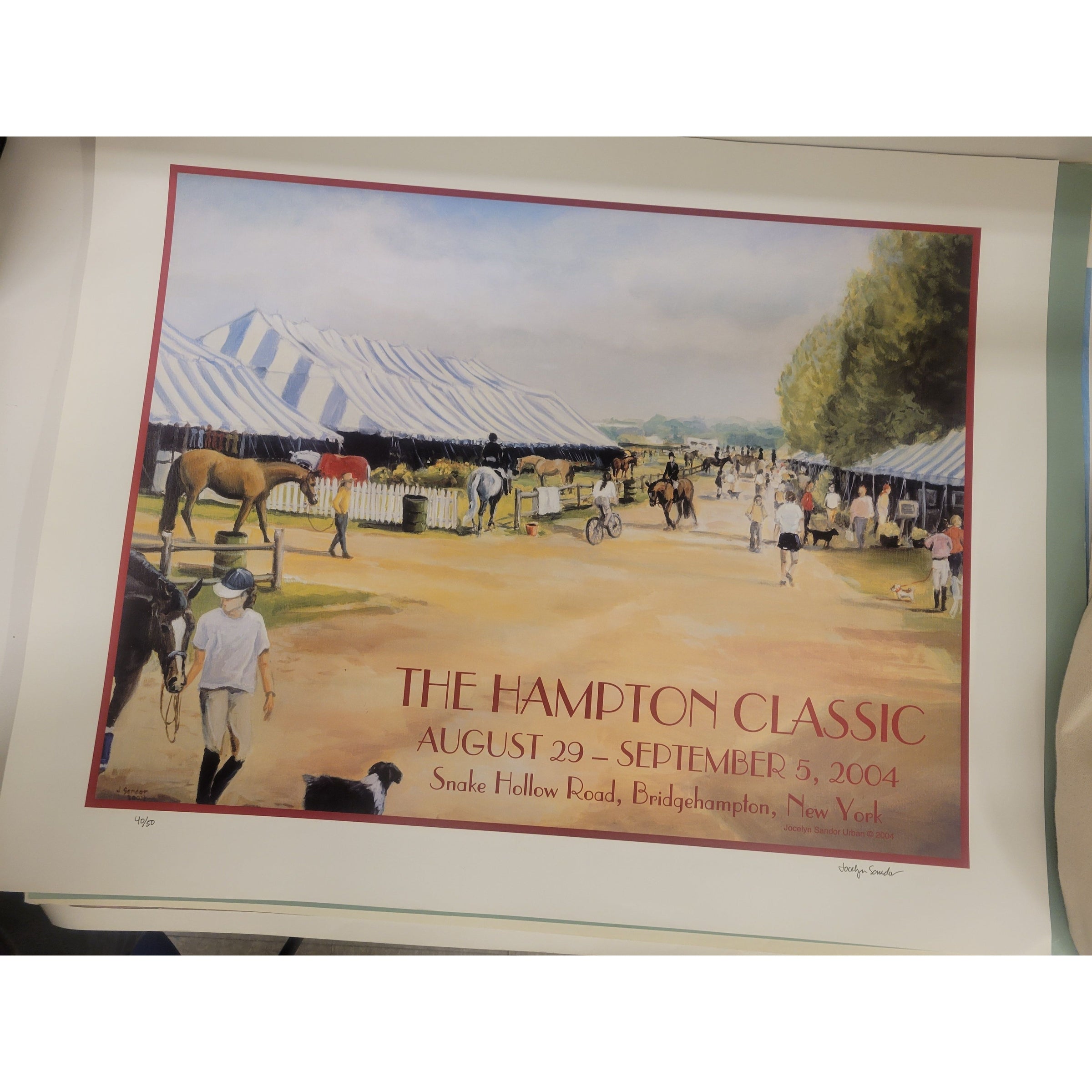 Signed 2004 Hampton Classic Horse Show Poster by Jocelyn Sandor Urban