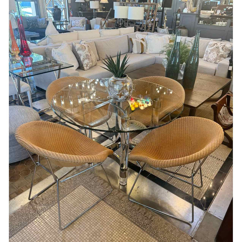 Set of 4 Nemo LLoyd Loom Modern Lounge Chair with Chrome Polished Metal base