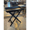 Asprey Style Leather Tray w/ Leather-Covered Wood Base Stand