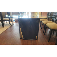 8-ft Glass Top Dining Table on Art Deco Black Lacquer Wedge Legs