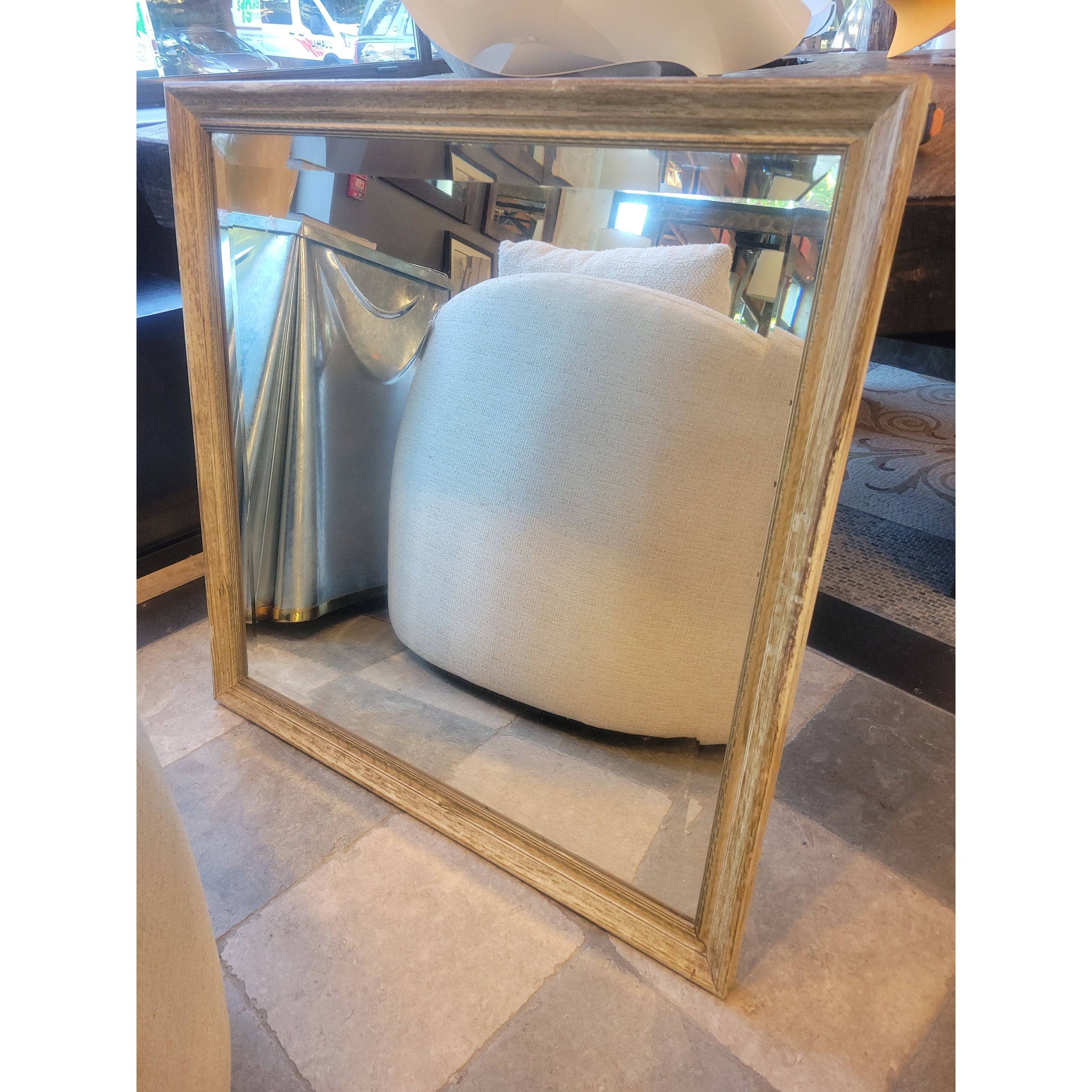 Antique Wood Mirror w/ Beveled Glass