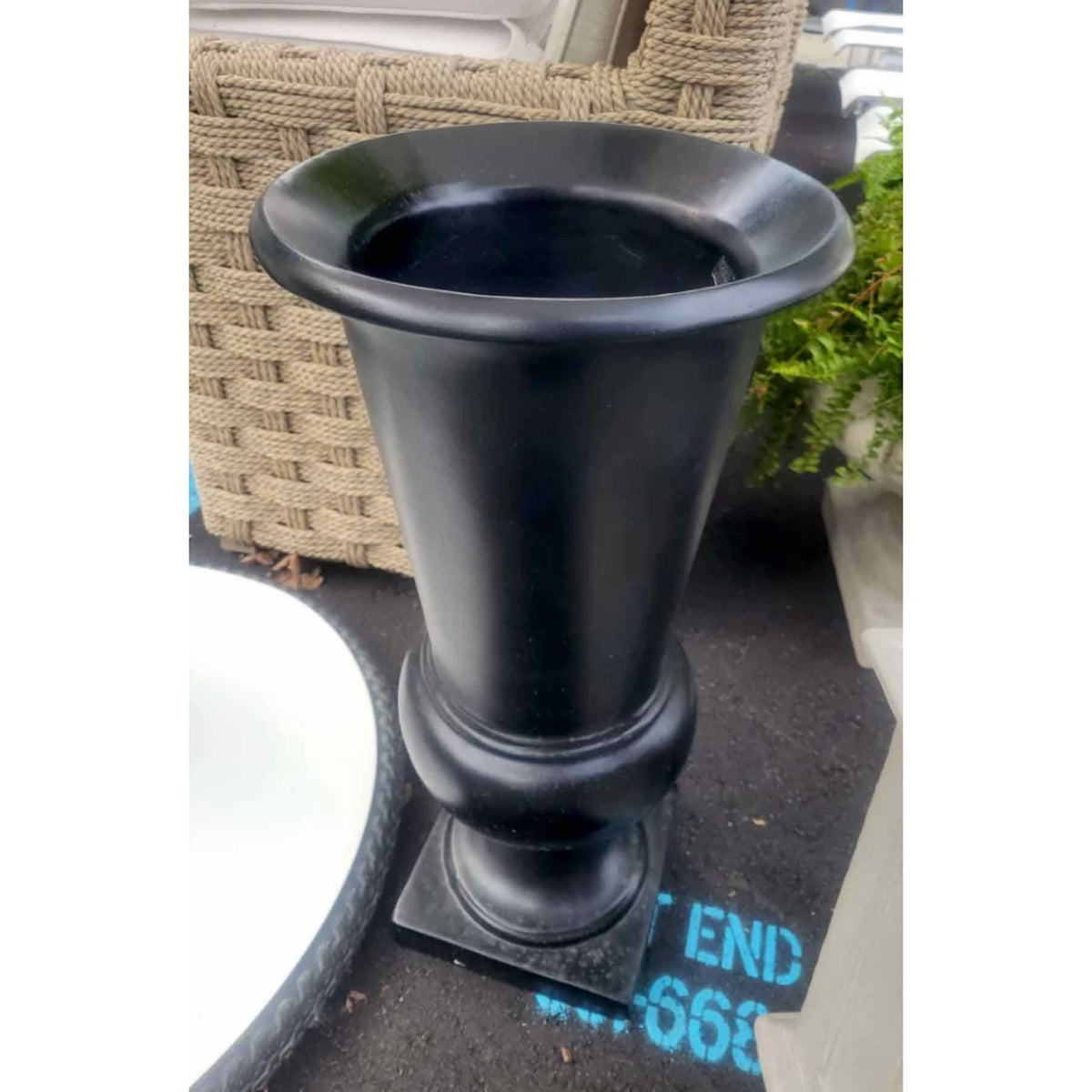 'Selena' Black Concrete Urn Planter by Made Goods