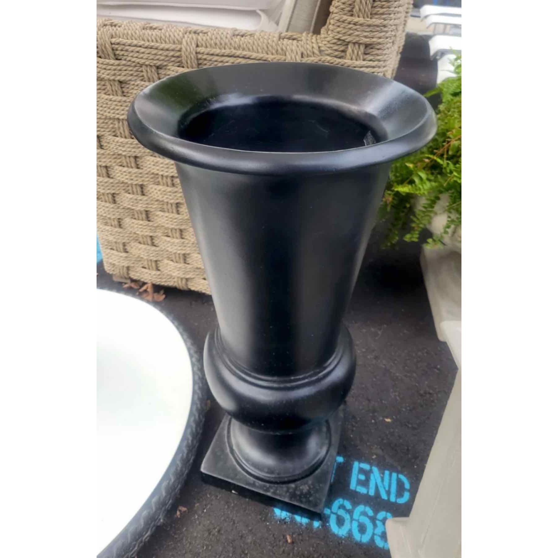 'Selena' Black Concrete Urn Planter by Made Goods