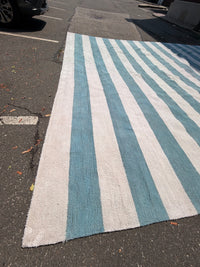 14.5' x 16' Light Blue & White Striped Rug by ABC Carpets